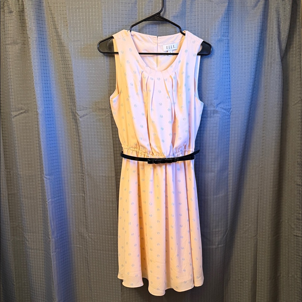Elle Light Pink Midi Dress with Belt